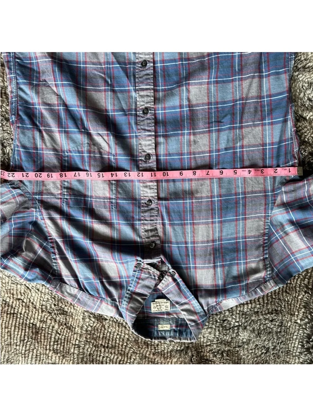 J. Crew Men's Plaid Button-Down Shirt in Blue, Gray and Red
